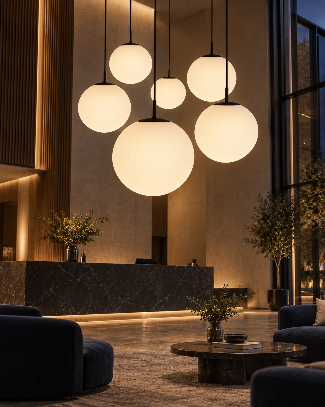 Frosted globe glass in Hotel lobby