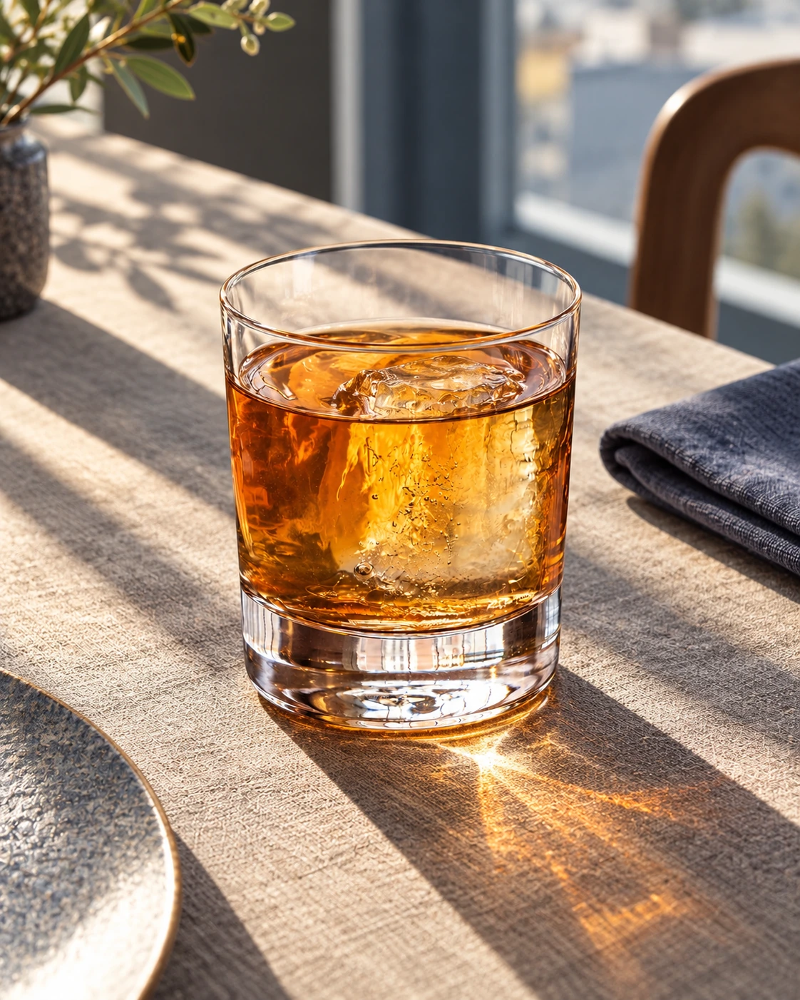 Low whisky tumbler in Daylight table