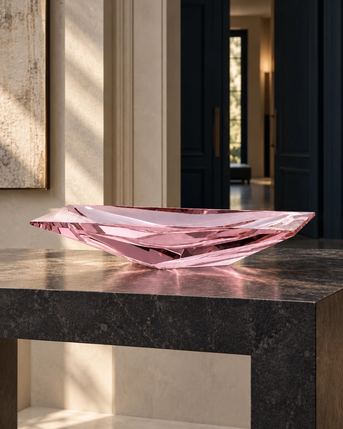 Rose wave bowl in Architectural entrance