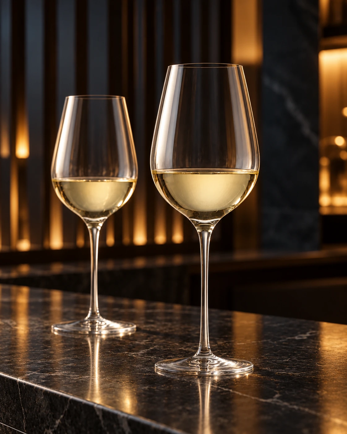 Slender wine glass in Private bar